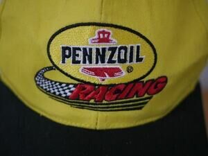 Vintage PENNZOIL RACING Embroidered Yellow Baseball Trucker Cap Hat One Size Adj